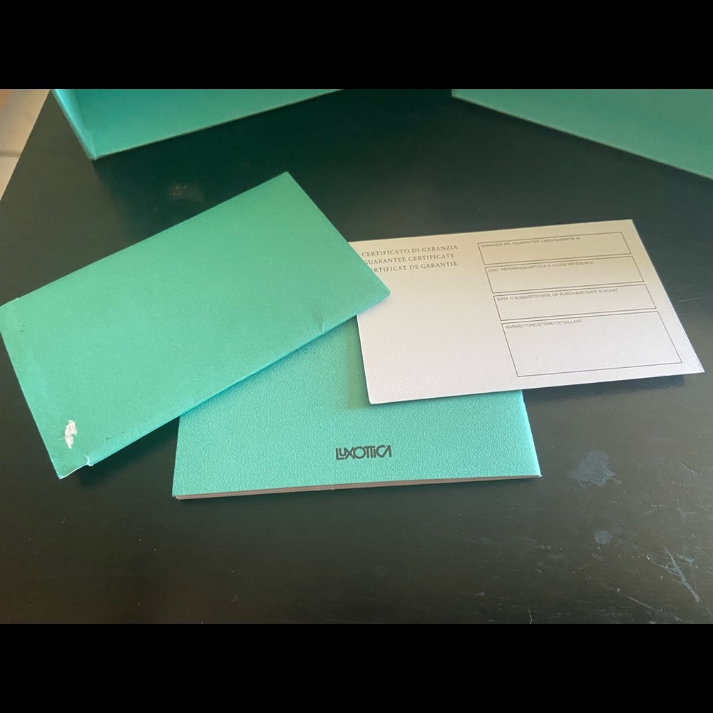 Tiffany & Co eyeglasses box, bag, and certificate of authenticity pack. - Picture 5 of 6